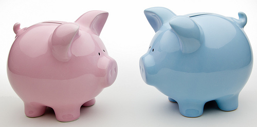 Blue And Pink Piggy Banks,